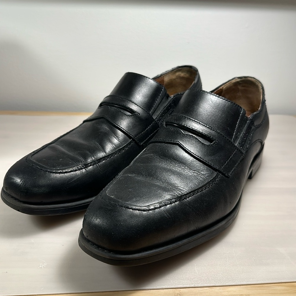 Johnston & Murphy black slip on loafers. Size 11M.